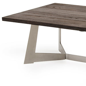 Homeroots 16" Dark Aged Oak Wood  Veneer  And Steel Coffee Table   283085