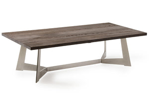 Homeroots 16" Dark Aged Oak Wood  Veneer  And Steel Coffee Table   283085