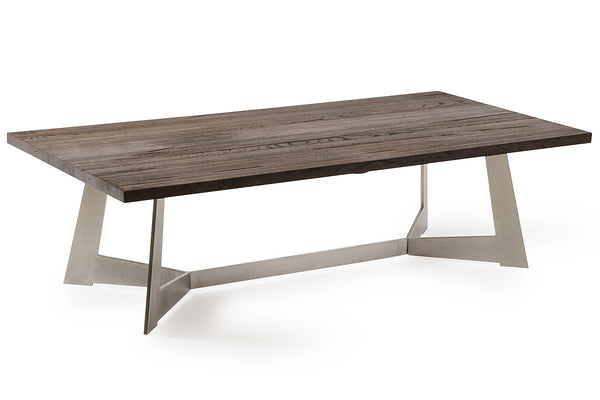 Homeroots 16" Dark Aged Oak Wood  Veneer  And Steel Coffee Table   283085