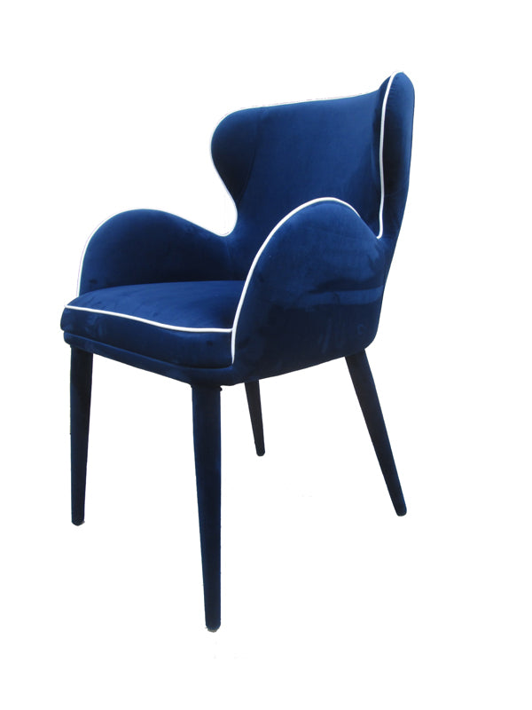 Homeroots Blue Upholstered Fabric Dining Arm Chair  Metal 283094