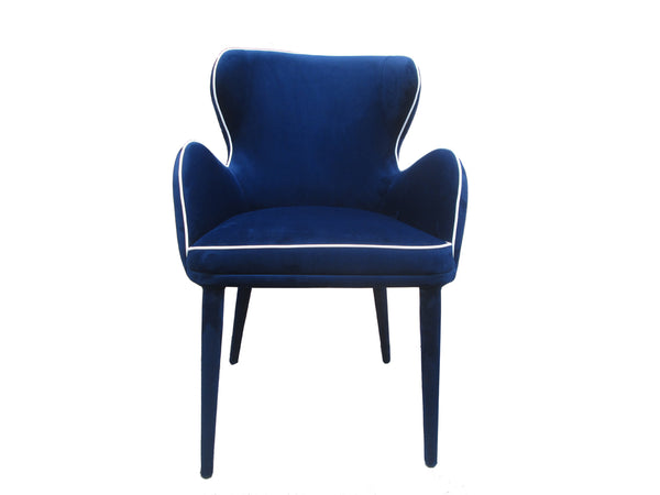 Homeroots Blue Upholstered Fabric Dining Arm Chair  Metal 283094