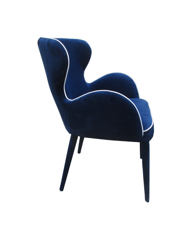 Homeroots Blue Upholstered Fabric Dining Arm Chair  Metal 283094