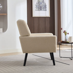 English Elm Modern Pu Leather Ergonomic Accent Chair with Padded Arms and Matte Black Legs White W676P172468