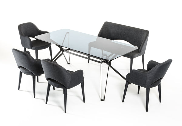 Homeroots 30" Metal And Smoked Glass Dining Table  Glass 283102