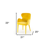 Homeroots Yellow Upholstered Fabric Dining Arm Chair  Metal 283127