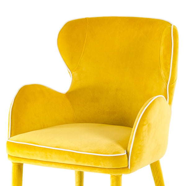 Homeroots Yellow Upholstered Fabric Dining Arm Chair  Metal 283127