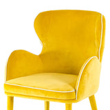 Homeroots Yellow Upholstered Fabric Dining Arm Chair  Metal 283127