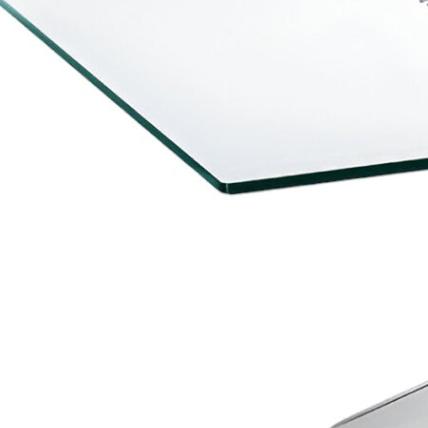 HomeRoots 47" Modern Glass Coffee Table with Silver Steel Cross Legs - Stylish, Sturdy Centerpiece for Any Room 283165