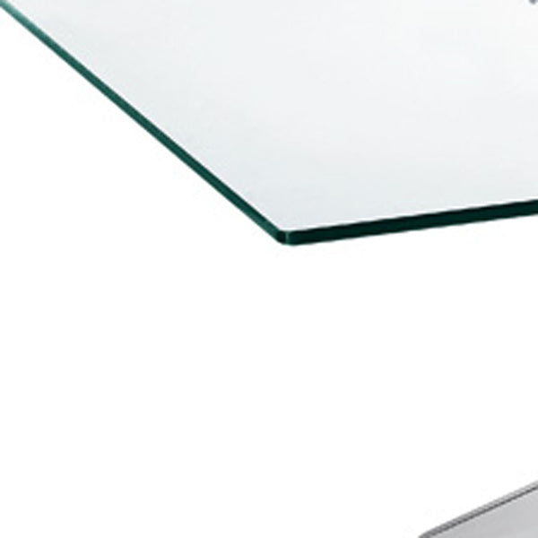 Homeroots 47" Clear And Silver Glass And Steel Coffee Table   283165