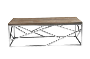 Homeroots 15" Walnut Veneer And Steel Coffee Table   283169