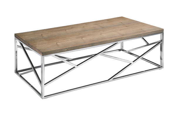 Homeroots 15" Walnut Veneer And Steel Coffee Table   283169