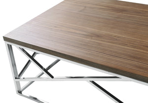 Homeroots 15" Walnut Veneer And Steel Coffee Table   283169