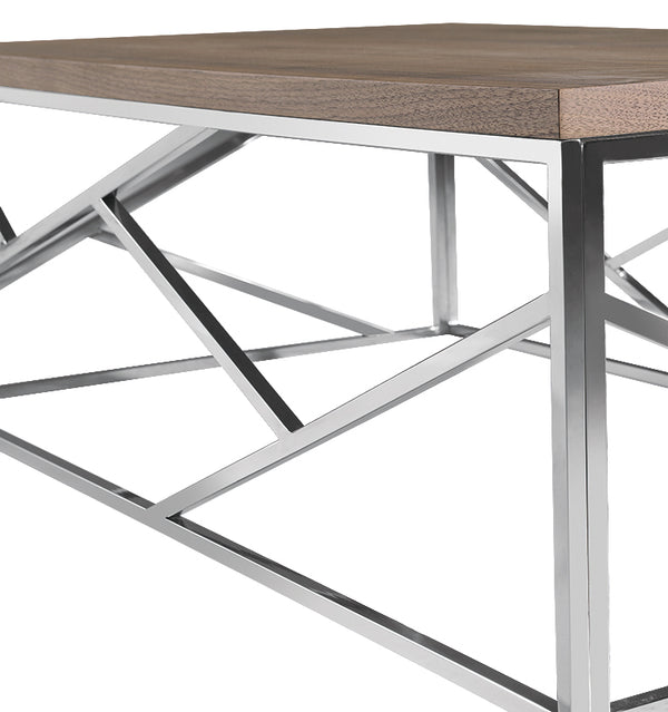 Homeroots 15" Walnut Veneer And Steel Coffee Table   283169