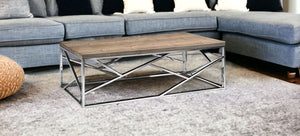 Homeroots 15" Walnut Veneer And Steel Coffee Table   283169