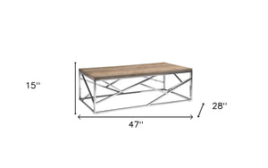 Homeroots 15" Walnut Veneer And Steel Coffee Table   283169