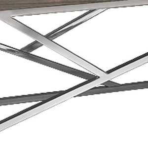 Homeroots 15" Walnut Veneer And Steel Coffee Table   283169