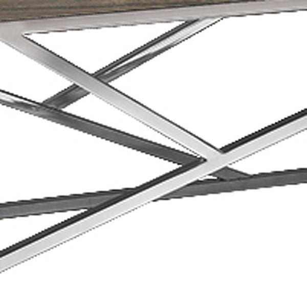 Homeroots 15" Walnut Veneer And Steel Coffee Table   283169