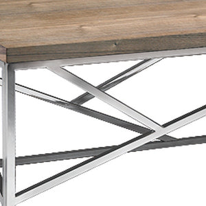 Homeroots 15" Walnut Veneer And Steel Coffee Table   283169