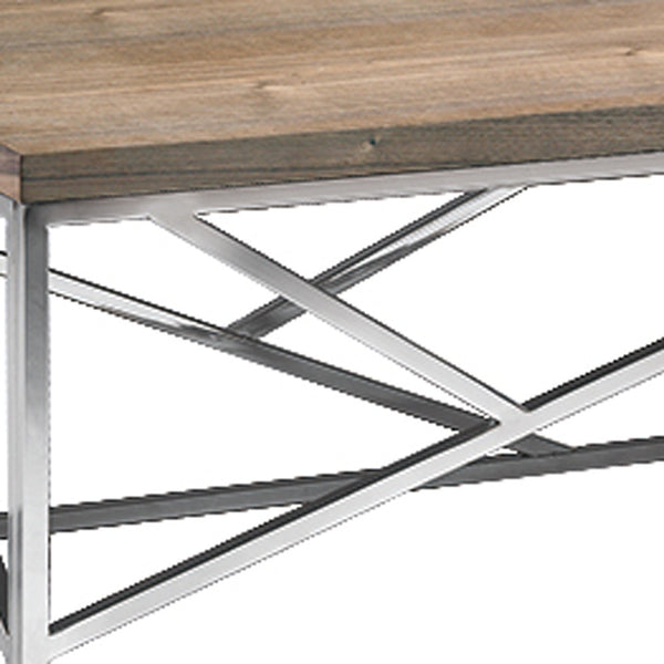 Homeroots 15" Walnut Veneer And Steel Coffee Table   283169