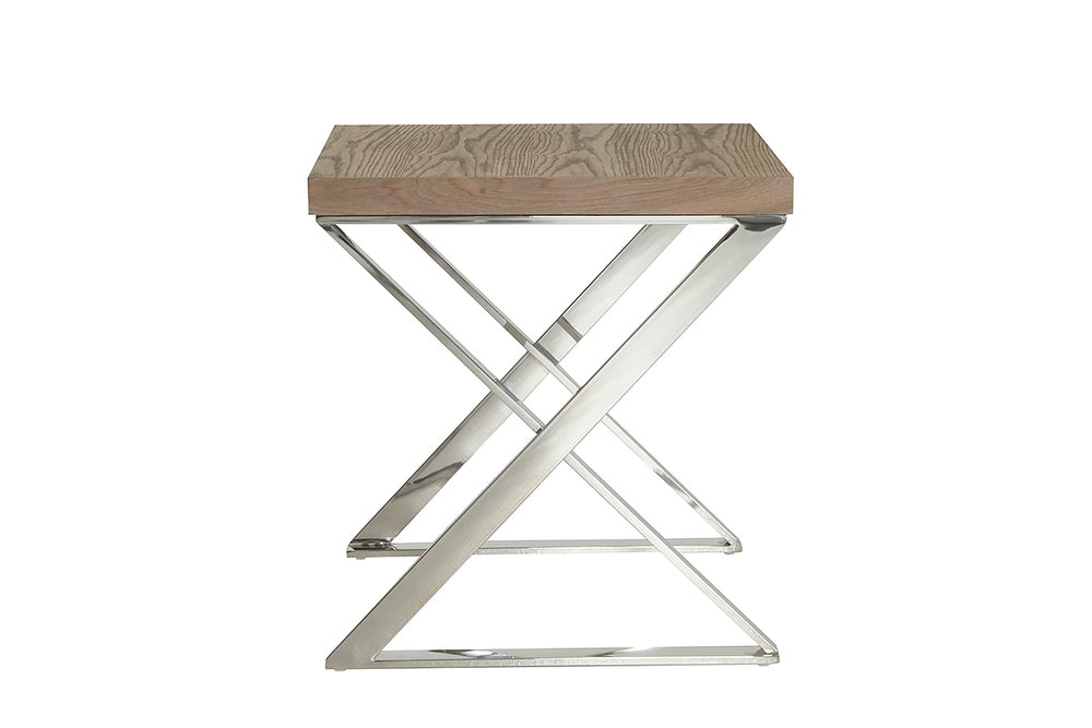 Homeroots Modern Ash And Steel End Table   283171