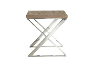 Homeroots Modern Ash And Steel End Table   283171