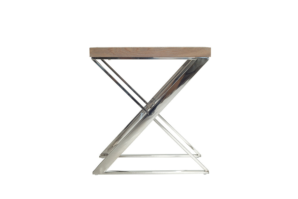 Homeroots Modern Ash And Steel End Table   283171