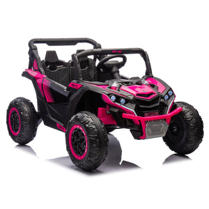 English Elm 24v Two Seat Kids Electric Utv with Parental Remote Suspension Off Road Ride On Pink W1578P184801
