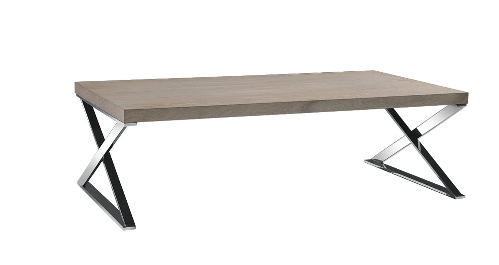 Homeroots 15" Antique Ash Veneer And Steel Coffee Table   283173