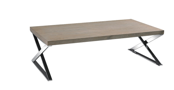 Homeroots 15" Antique Ash Veneer And Steel Coffee Table   283173