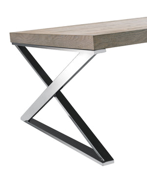 Homeroots 15" Antique Ash Veneer And Steel Coffee Table   283173