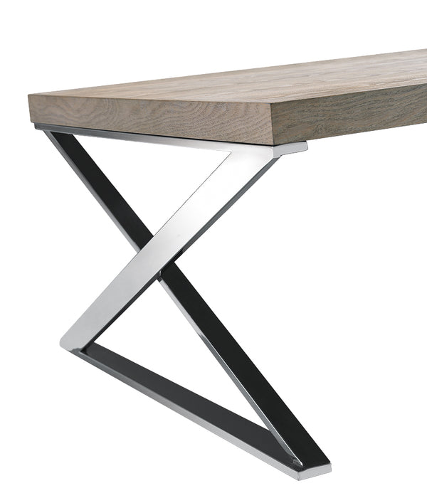 Homeroots 15" Antique Ash Veneer And Steel Coffee Table   283173