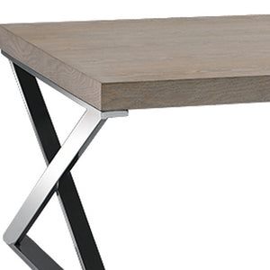 Homeroots 15" Antique Ash Veneer And Steel Coffee Table   283173