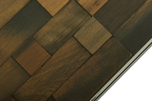 Homeroots 14" Mosaic Wood  Glass  And Steel Coffee Table   283179