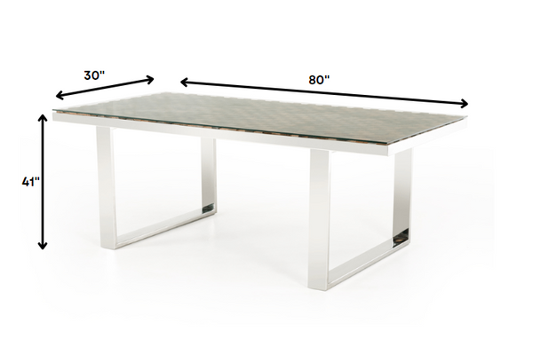 Homeroots 30" Wood Mosaic  Steel  And Glass Dining Table  Wood 283190