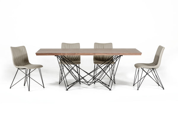 Homeroots Light Brown And Black Solid Wood And Metal Dining Table   283195