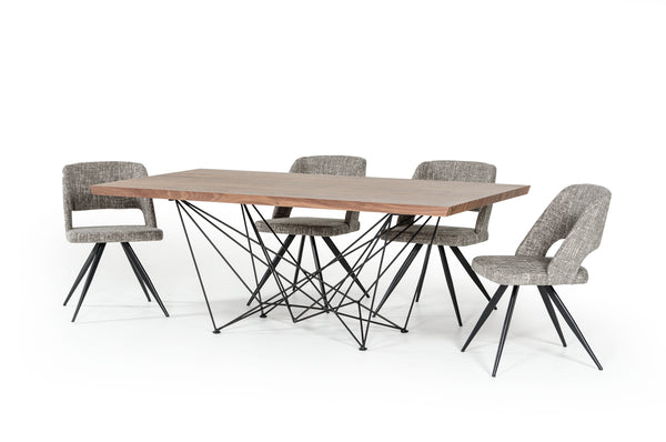 Homeroots Light Brown And Black Solid Wood And Metal Dining Table   283195