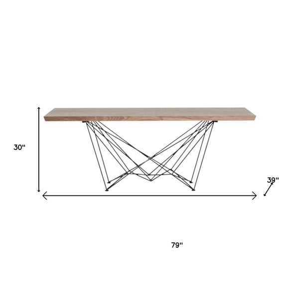 HomeRoots Light Solid Wood and Black Metal Dining Table - Stylish Two-Tone Design for Modern Spaces, Seats 6-8 283195