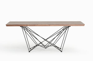 Homeroots Light Brown And Black Solid Wood And Metal Dining Table   283195