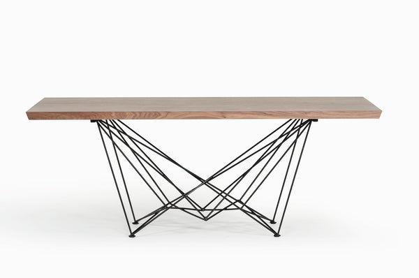 Homeroots Light Brown And Black Solid Wood And Metal Dining Table   283195