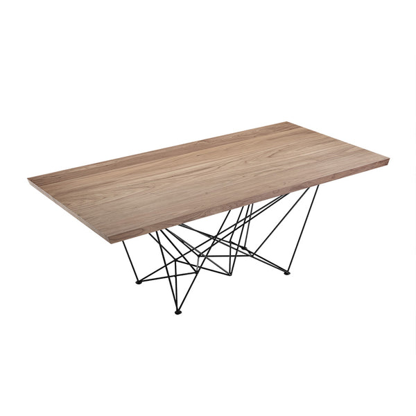 Homeroots Light Brown And Black Solid Wood And Metal Dining Table   283195