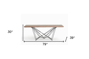 Homeroots Light Brown And Black Solid Wood And Metal Dining Table   283195