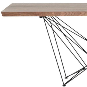 HomeRoots Light Solid Wood and Black Metal Dining Table - Stylish Two-Tone Design for Modern Spaces, Seats 6-8 283195