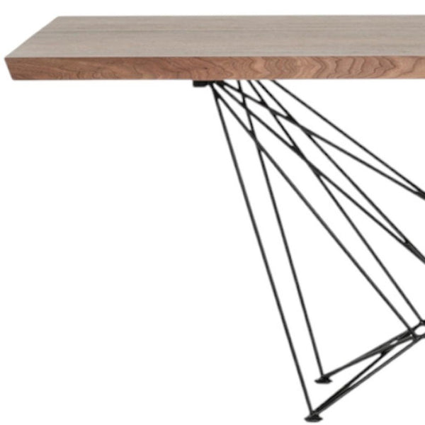 HomeRoots Light Solid Wood and Black Metal Dining Table - Stylish Two-Tone Design for Modern Spaces, Seats 6-8 283195
