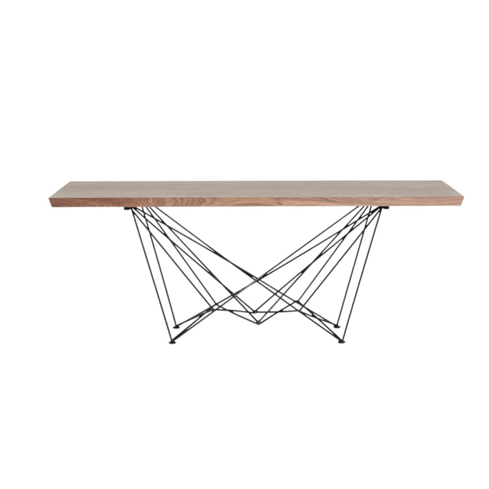 HomeRoots Light Solid Wood and Black Metal Dining Table - Stylish Two-Tone Design for Modern Spaces, Seats 6-8 283195