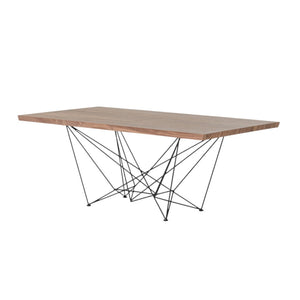 HomeRoots Light Solid Wood and Black Metal Dining Table - Stylish Two-Tone Design for Modern Spaces, Seats 6-8 283195