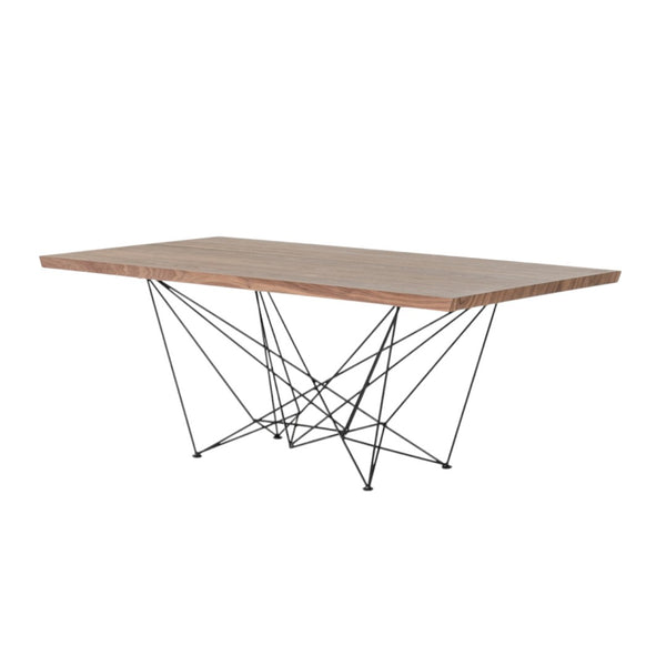 HomeRoots Light Solid Wood and Black Metal Dining Table - Stylish Two-Tone Design for Modern Spaces, Seats 6-8 283195