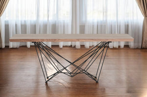 Homeroots Light Brown And Black Solid Wood And Metal Dining Table   283195