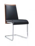 Stylish Set of Two Black & Silver Upholstered Faux Leather Dining Chairs for Versatile Use