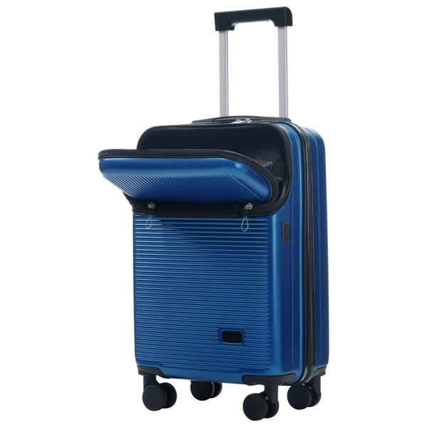 English Elm Luggage 5 Piece Hardside Abs Set with Front Access Carry on and Tsa Spinner Wheels Blue N732P391579C
