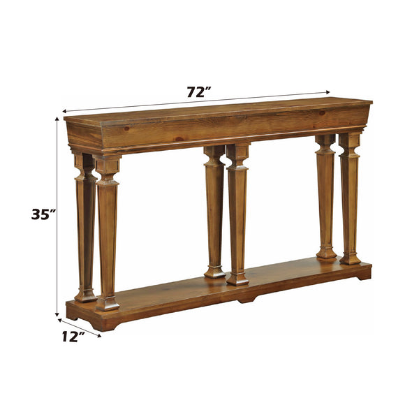 English Elm Garrison Oak Finish Console Table with Lower Display Shelf, Sturdy Synthetic Wood, Sleek Rectangular Design B2726P262784